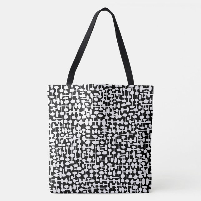 Abstract pattern 190621 White on Black Tote Bag (Front)