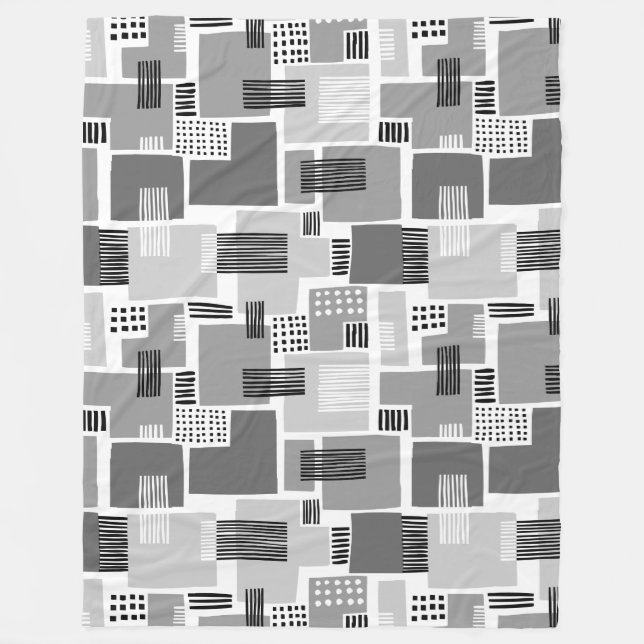 Abstract Pattern 280817 - Shades of Gray Fleece Blanket (Front)