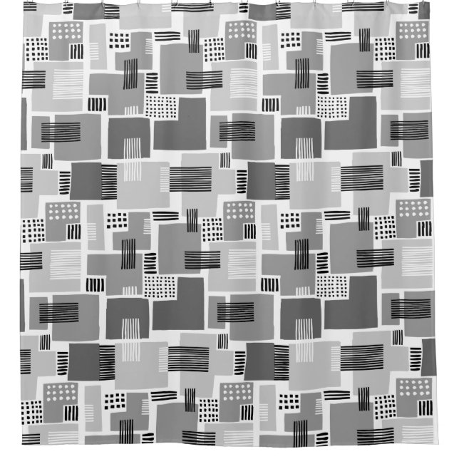 Abstract Pattern 280817 - Shades of Gray Shower Curtain (Front)