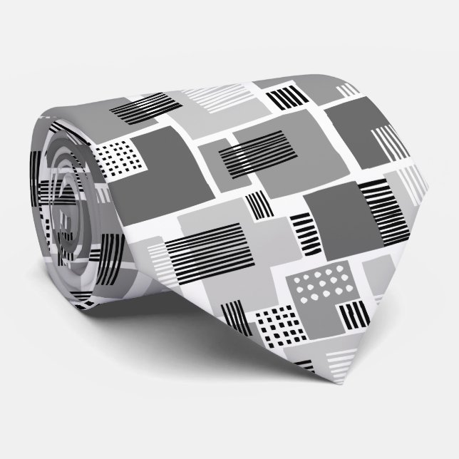 Abstract Pattern 280817 - Shades of Gray Tie (Rolled)