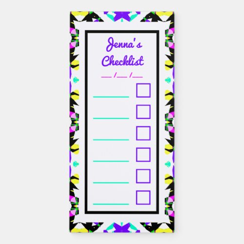 Abstract Pattern Adult ADHD ADD Checklist Planner  Magnetic Notepad