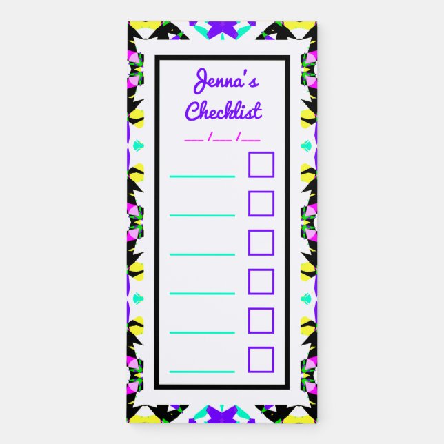 Abstract Pattern Adult ADHD ADD Checklist Planner  Magnetic Notepad (Front)