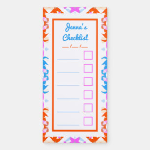 Abstract Pattern Adult ADHD ADD Checklist Planner  Magnetic Notepad