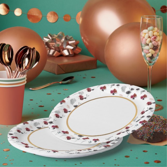 Abstract pattern anniversary party  paper plates (Multi)