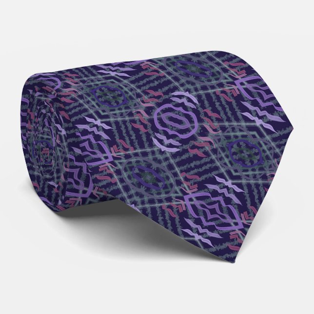 Abstract Pattern Art Of Watercolor Brushstrokes Neck Tie (Rolled)