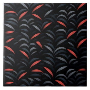 Abstract Pattern, Black and Red, Seamless Ceramic Tile