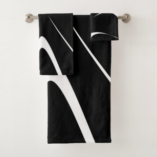 Modern Black And White Striped Bath Towel Set, Zazzle