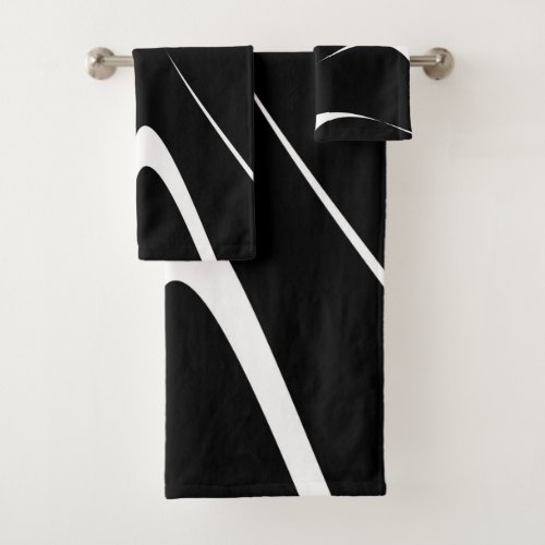 Abstract pattern _ black and white bath towel set