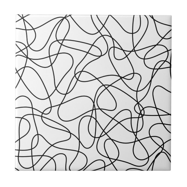 Abstract pattern - black and white. ceramic tile (Front)