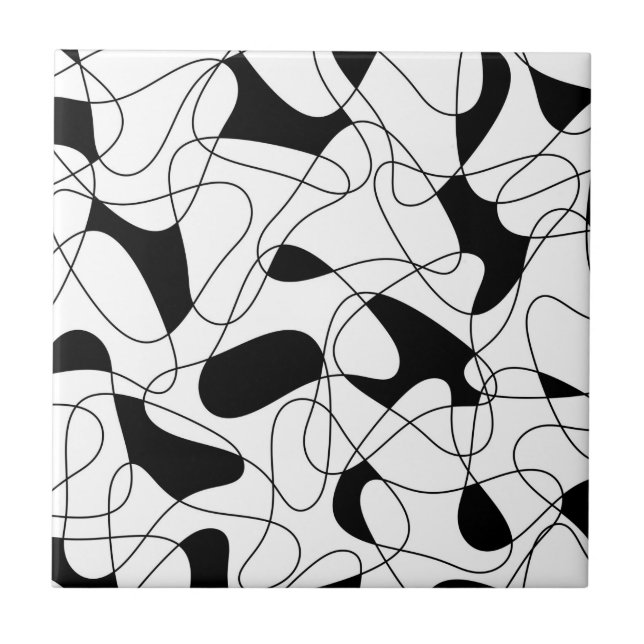Abstract pattern - black and white. ceramic tile (Front)