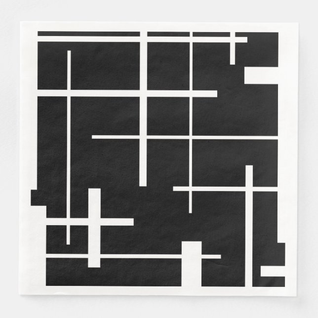 Abstract pattern - black and white paper dinner napkins (Front)