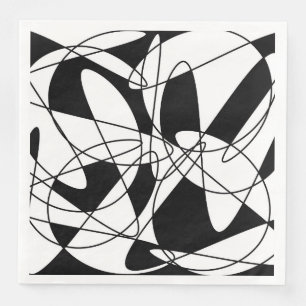 Abstract pattern - black and white paper dinner napkins