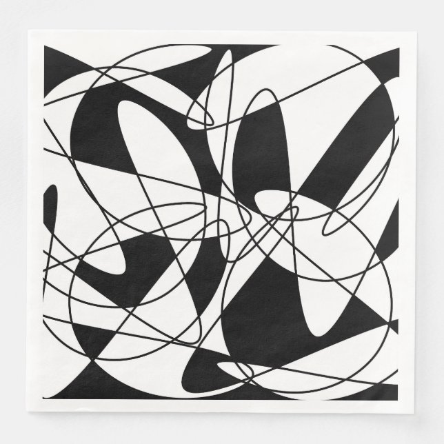Abstract pattern - black and white paper dinner napkins (Front)