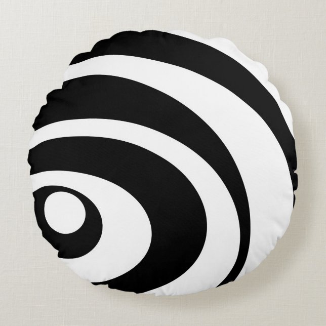 Abstract pattern - black and white. round pillow (Front)