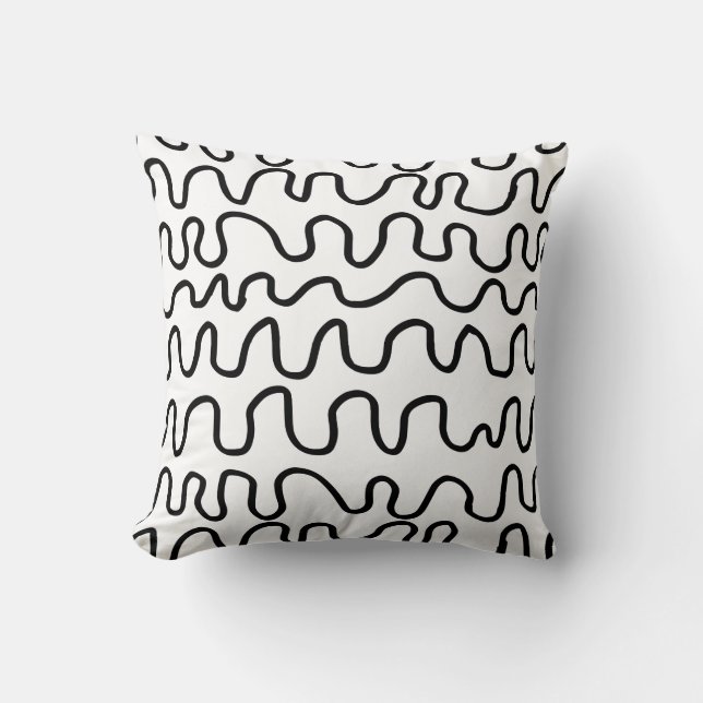 Abstract Pattern Black and White Throw Pillow (Front)