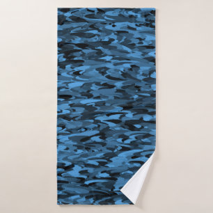Abstract Pattern Blue Black Bath Towel