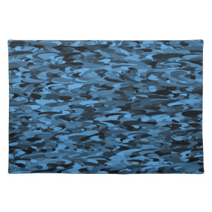 Abstract Pattern Blue Black Cloth Placemat
