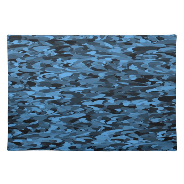 Abstract Pattern Blue Black Cloth Placemat (Front)