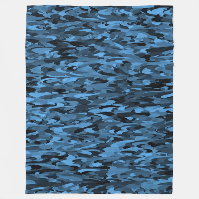 Abstract Pattern Blue Black Fleece Blanket (Front)