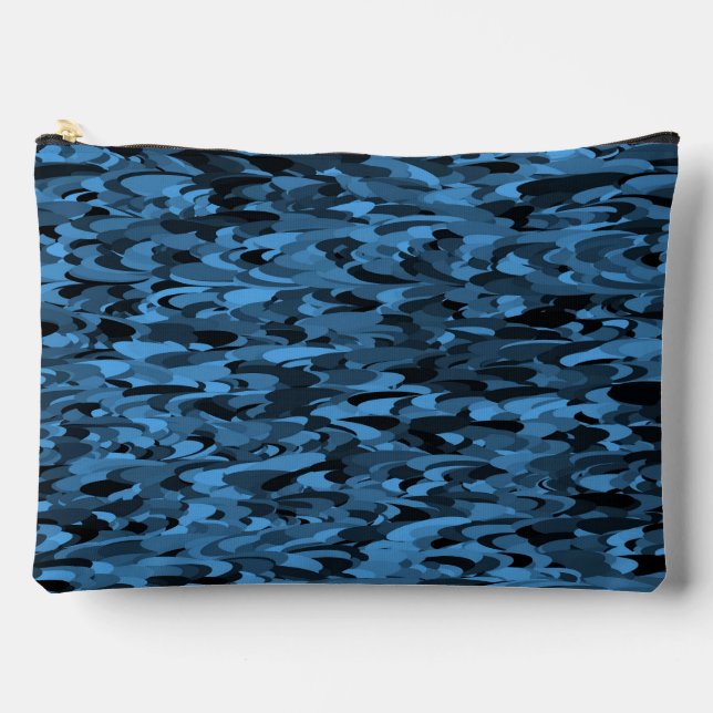 Abstract Pattern Blue Black Large Accessory Pouch (Front)