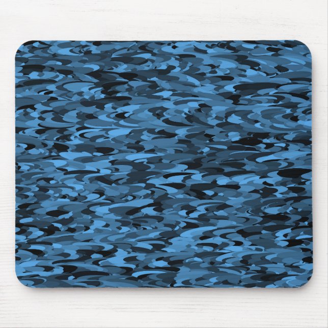 Abstract Pattern Blue Black Mouse Pad (Front)