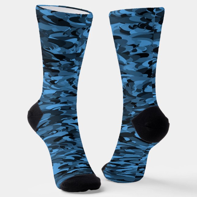 Abstract Pattern Blue Black Socks (Angled)