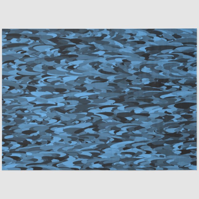 Abstract Pattern Blue Black Tissue Paper (Front)