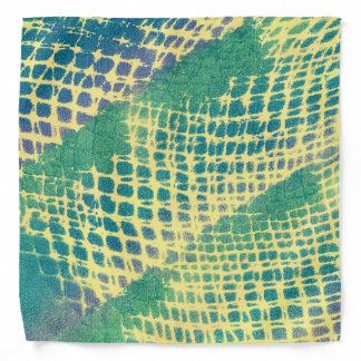 Abstract Pattern Blue Green Purple on Yellow Bandana