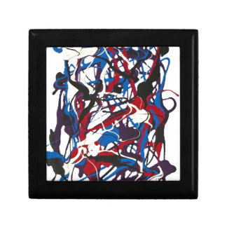 Abstract pattern blue, red, black, white. Modern. Jewelry Box