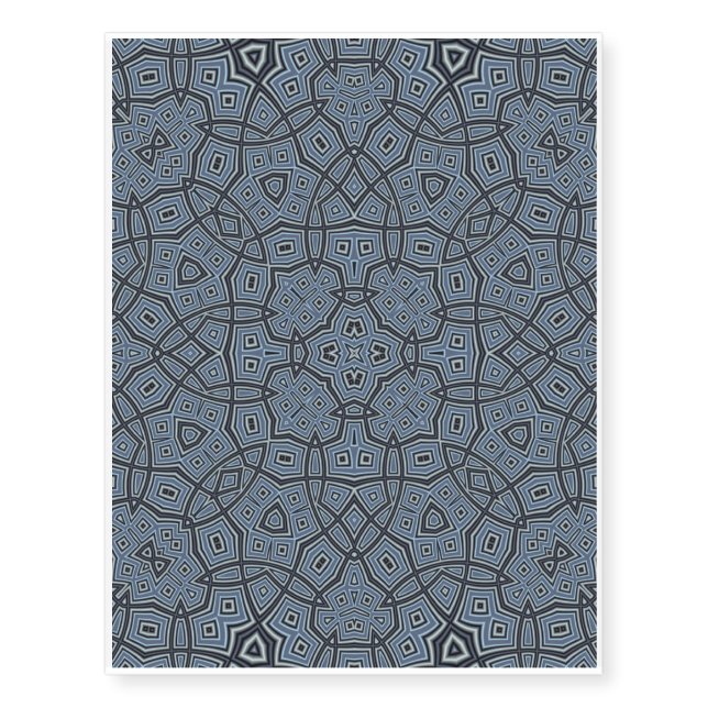 Abstract Pattern blue Temporary Tattoos (Front)
