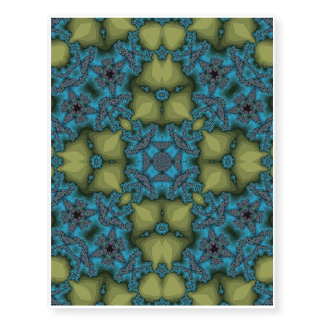 Abstract Pattern blue yellow Temporary Tattoos (Front)