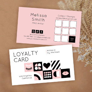 Abstract Pattern Blush Pink Makeup Artist Lashes Loyalty Card