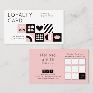 Abstract Pattern Blush Pink Makeup Artist Lashes Loyalty Card