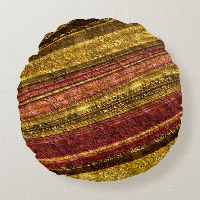 Abstract pattern ,brown and yellow , texture round pillow (Front)