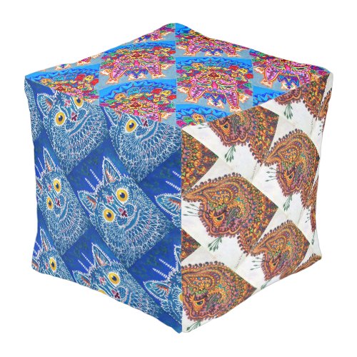 Abstract Pattern Cats Louis Wain Pouf