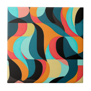 Abstract Pattern Colorful RETRO Mid Century Modern Ceramic Tile