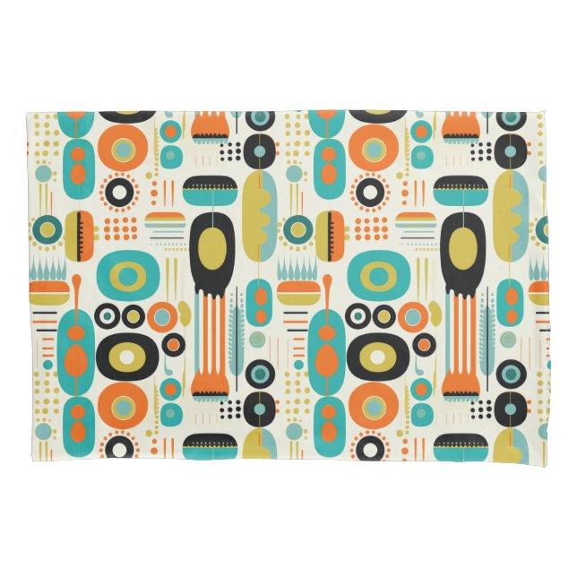 Abstract Pattern Colorful Retro Mid Century Modern Pillow Case (Front)