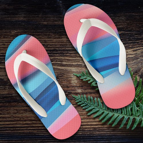 Abstract  pattern coral blue kids flip flops