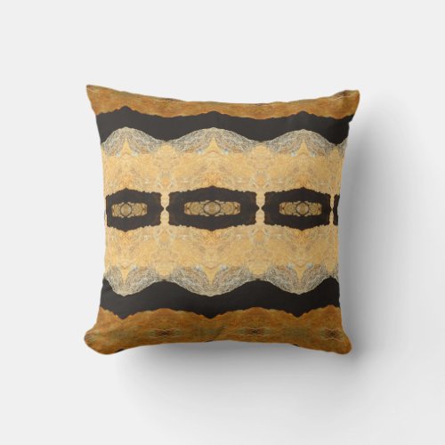 Abstract pattern cream off white black mustard outdoor pillow