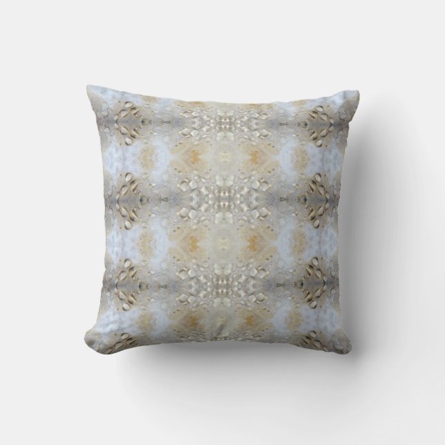 Abstract pattern cream off white outdoor pillow (Front)