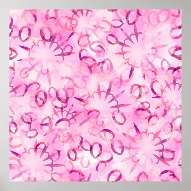 Abstract pattern ethnic design. Watercolor backgro Poster (Front)