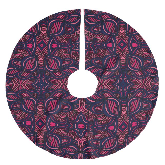 Abstract pattern, hand-drawn, seamless design. brushed polyester tree skirt (Front)
