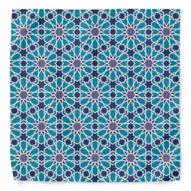Abstract Pattern In Blue And Grey Bandana (Front)