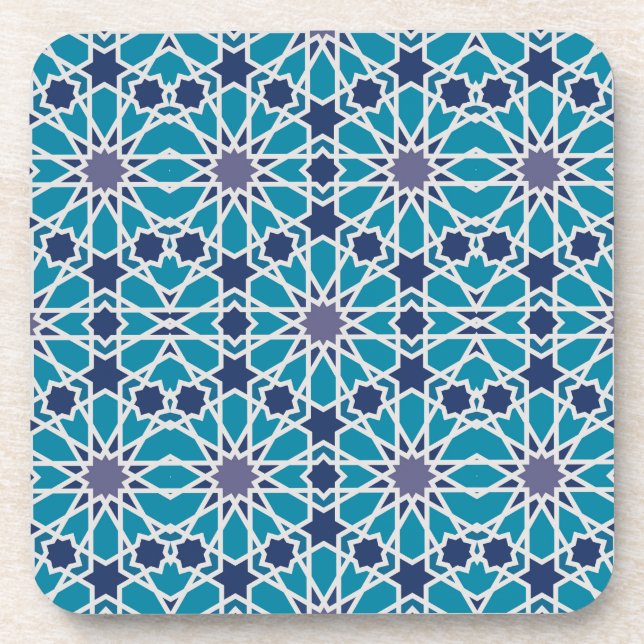 Abstract Pattern In Blue And Grey Beverage Coaster (Front)