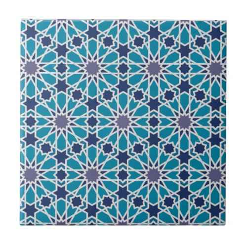 Abstract Pattern In Blue And Grey Ceramic Tile