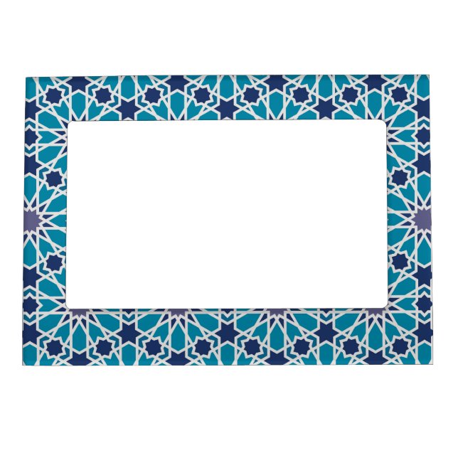 Abstract Pattern In Blue And Grey Magnetic Photo Frame (Front)