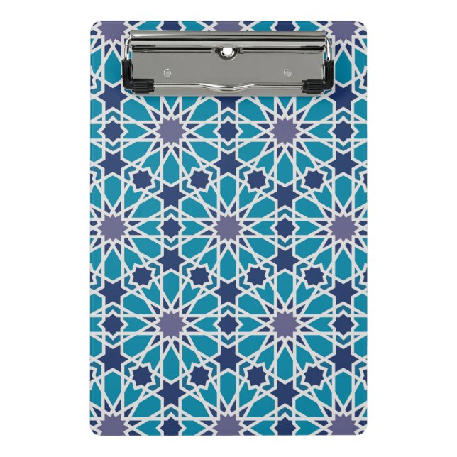 Abstract Pattern In Blue And Grey Mini Clipboard (Front)