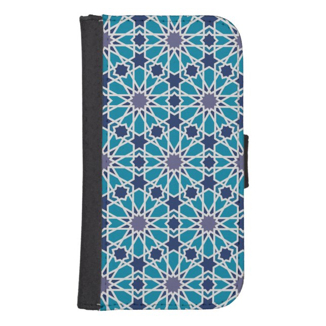 Abstract Pattern In Blue And Grey Samsung Galaxy Wallet Case (Front)