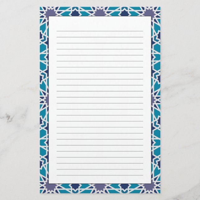 Abstract Pattern In Blue And Grey Stationery (Front)