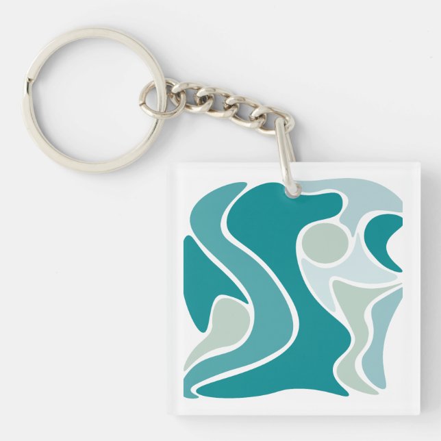 Abstract pattern in blue shades keychain (Front)